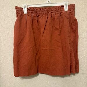 Rust Orange Smocked Waist  mini skirt  sz 8 J crew